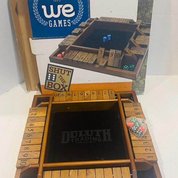 WE Games 4 Player Shut The Box (TM) Dice Game - Walnut Stained Wood - Picture 2 of 8